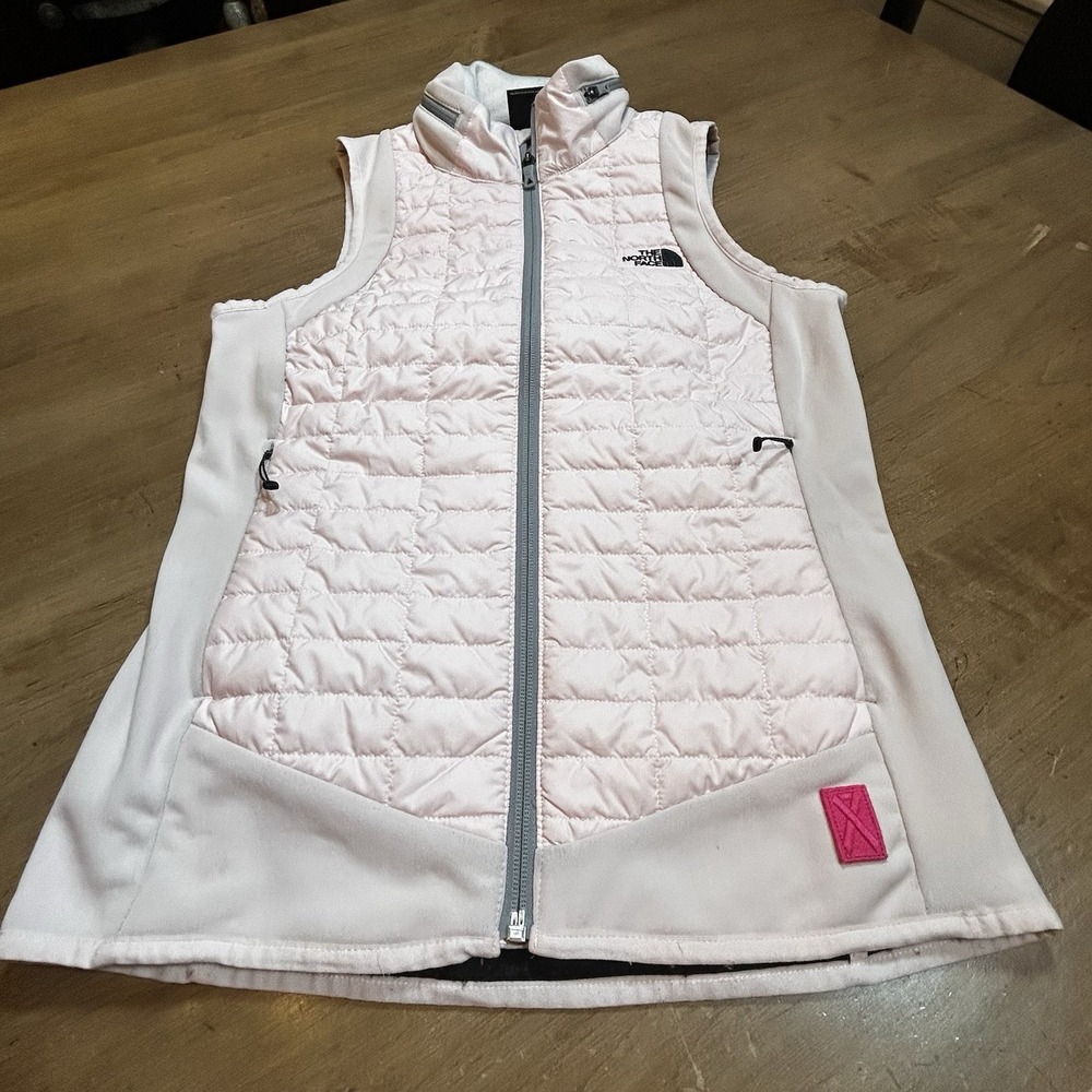 North Face Vest Womens XS Pink Puffer Thermoball Breast Cancer Quilted Zip Hood